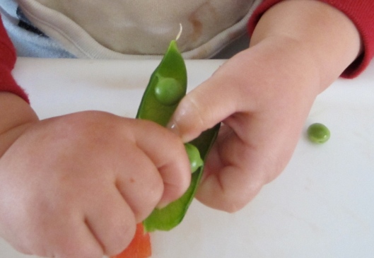 Pea pods seem to be made for small hands. 